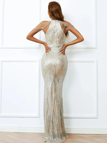 Bianca - Vestido largo con hombros descubiertos mujer