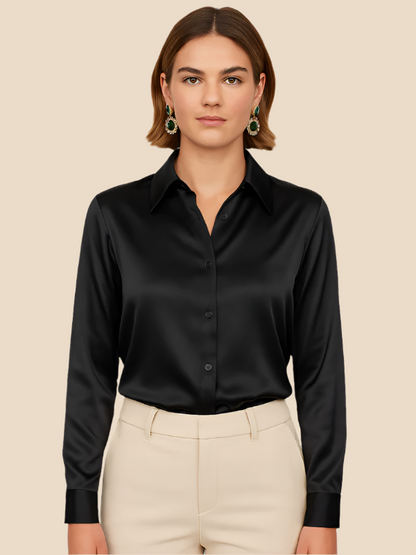 Sofía - Blusa satinada de mujer con botones frontales