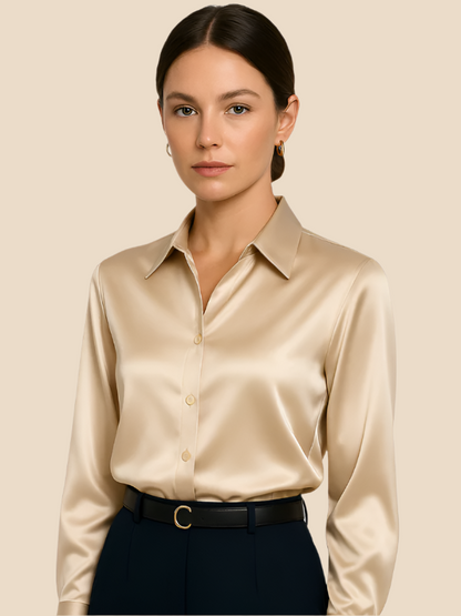 Sofía - Blusa satinada de mujer con botones frontales