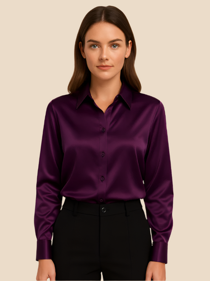 Sofía - Blusa satinada de mujer con botones frontales