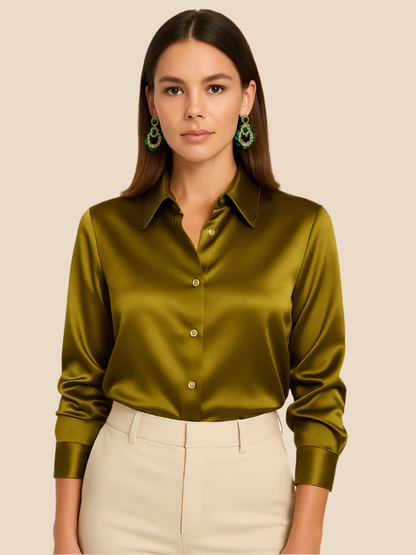 Sofía - Blusa satinada de mujer con botones frontales