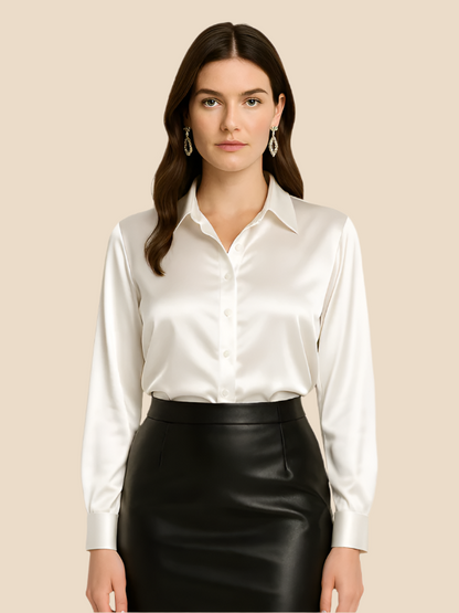 Sofía - Blusa satinada de mujer con botones frontales