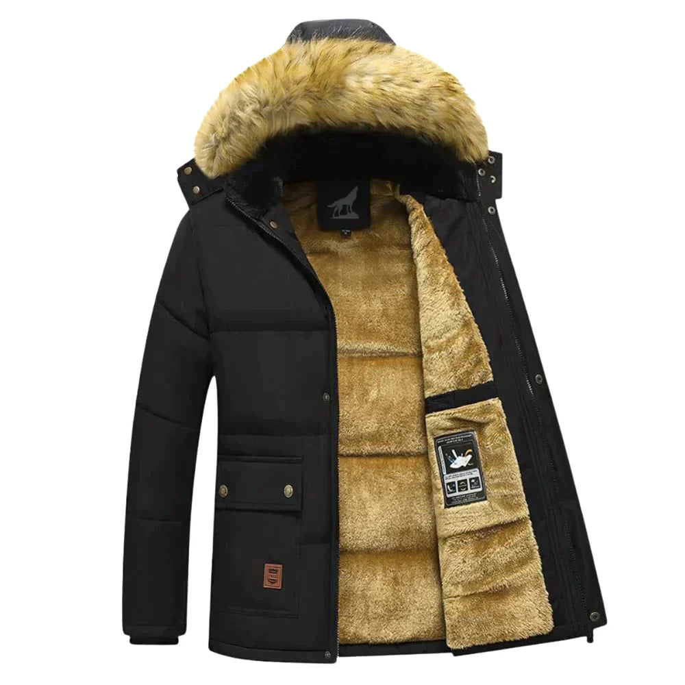 Alejandro – Parka acolchada con capucha de pelo sintético para hombre