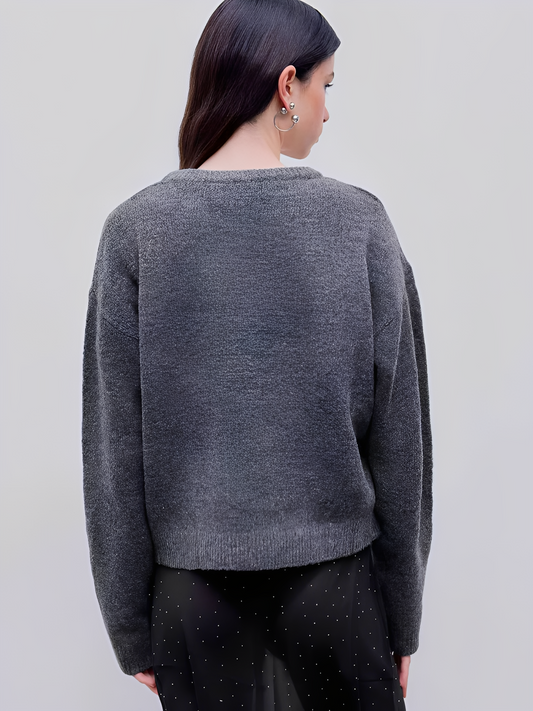 Amelia - Suéter de punto con cuello redondo y manga larga mujer