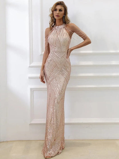 Bianca - Vestido largo con hombros descubiertos mujer
