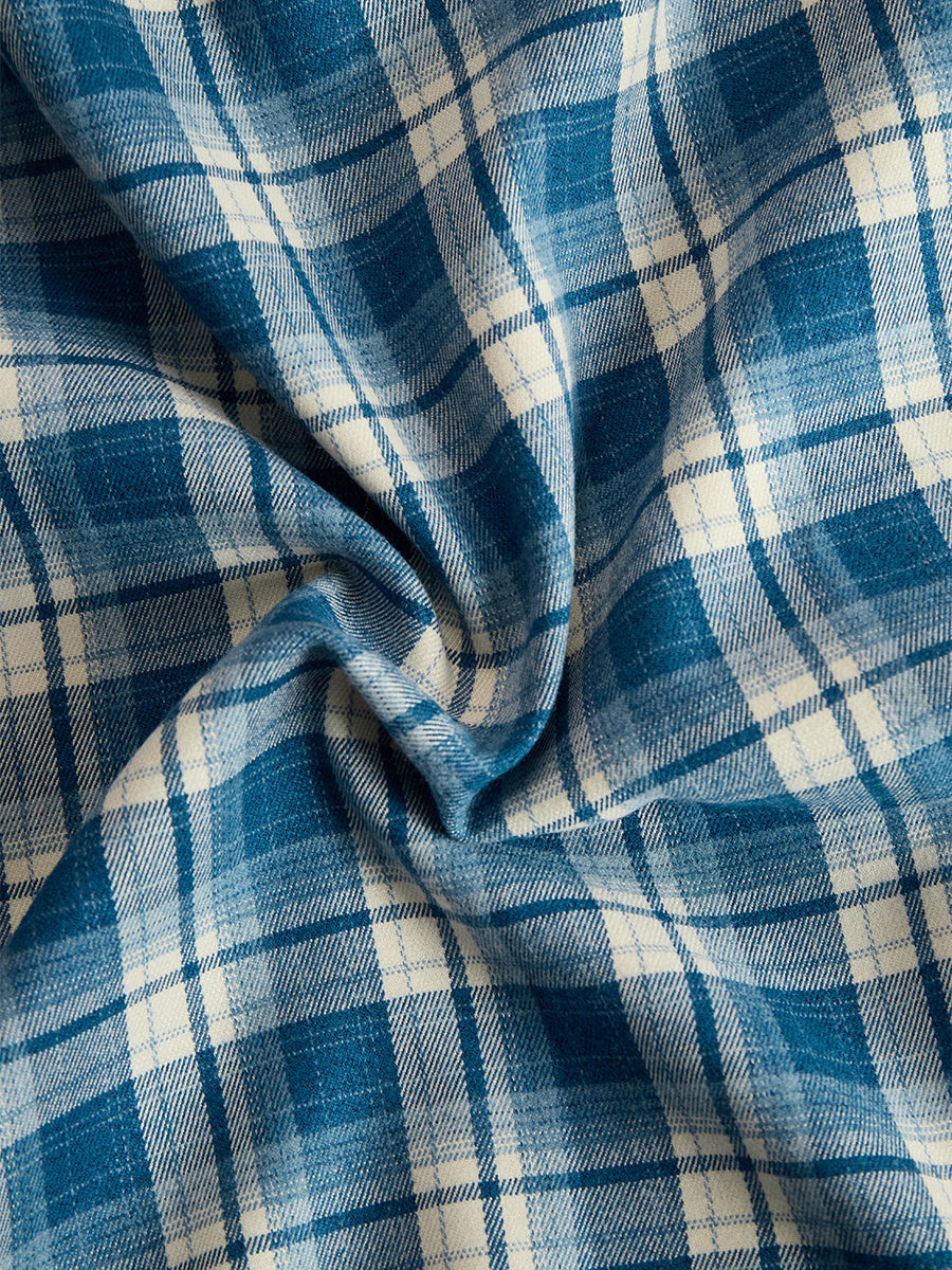 Helena – Vestido largo camisero con estampado de cuadros