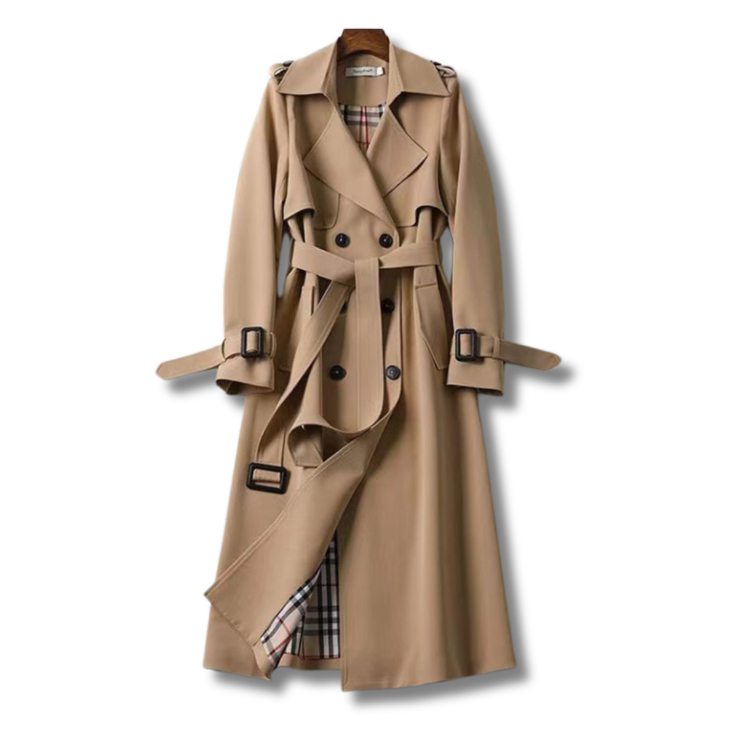 Sofía - Gabardina de lana mujer con cinturón y doble botonadura