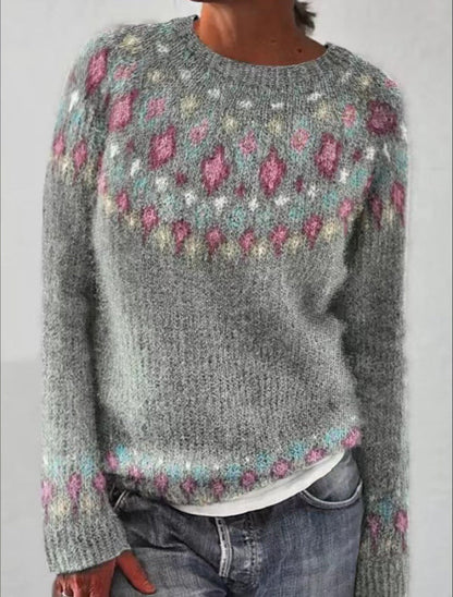 Isabella – Suéter Multicolor de Cuello Redondo en Cachemira