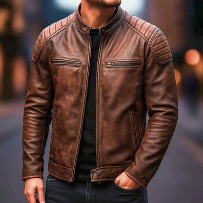 Marek – Chaqueta biker de piel sintética para hombre