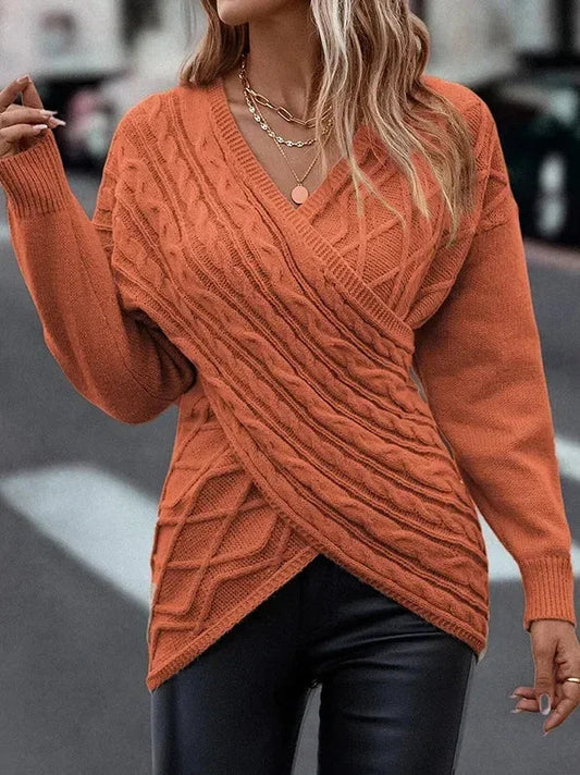 Valeria - Jersey de punto cruzado con diseño trenzado mujer