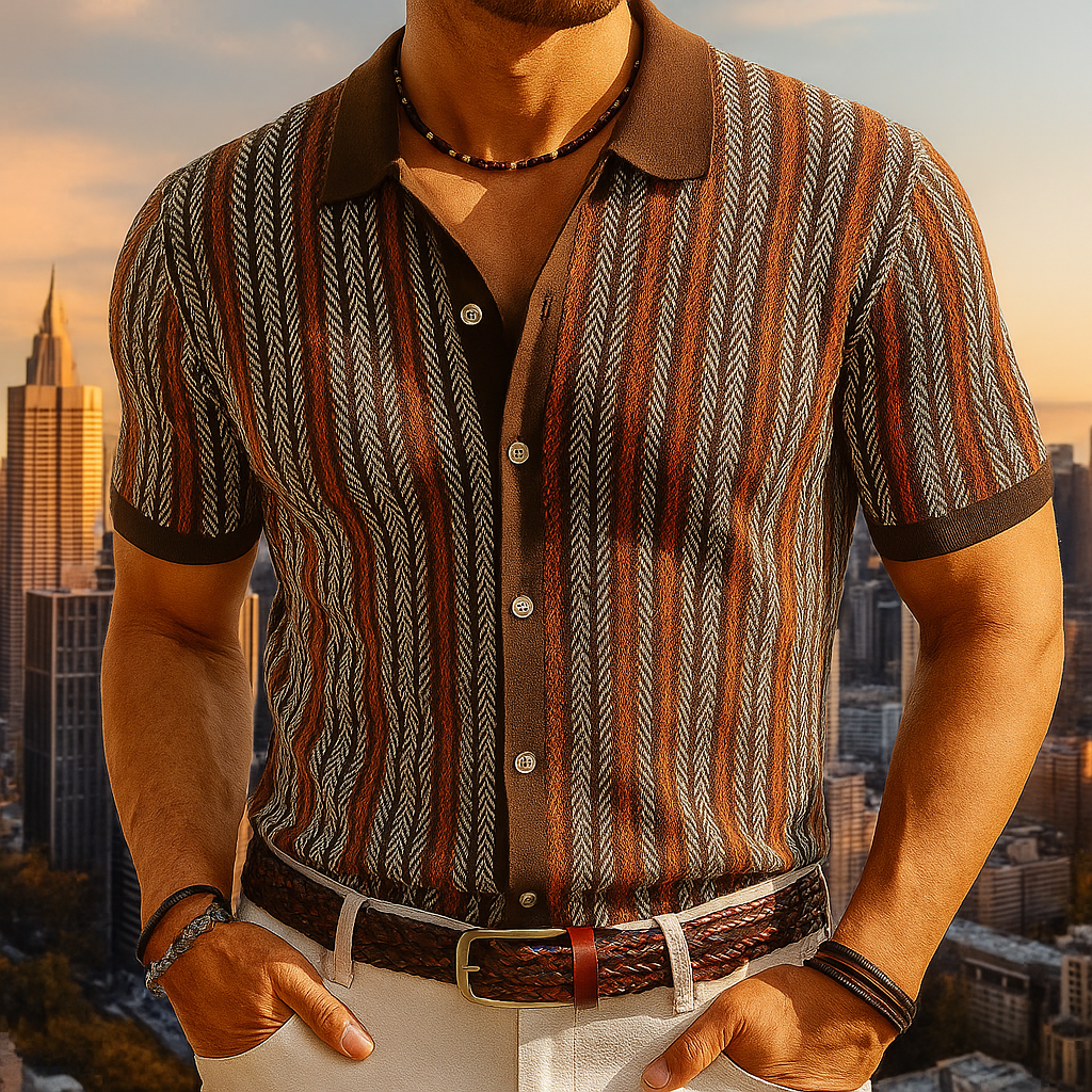 James – Polo de punto con botones y manga corta