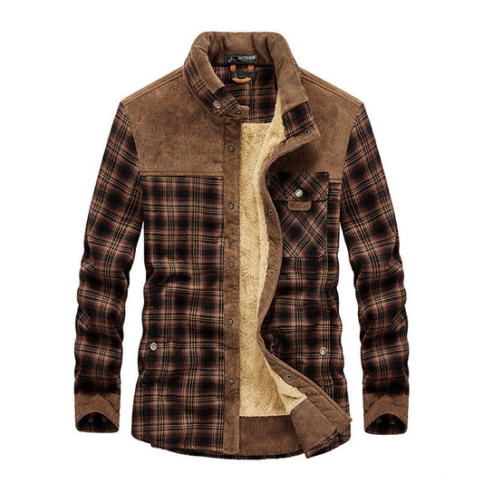 Mateo - camisa  de invierno para hombre a cuadros cálida con forro de borrego