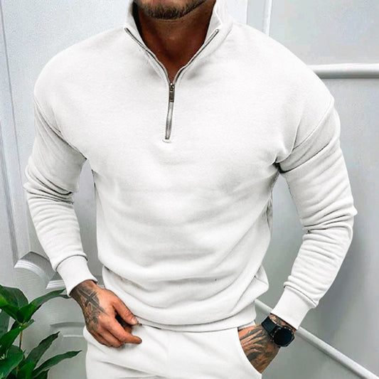 Enzo - Suéter de hombre con cremallera media y cuello alto