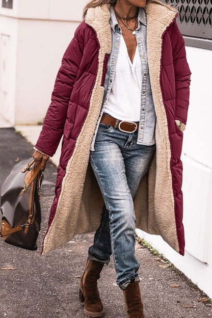 Valeria - Abrigo largo de invierno forrado con borreguito para mujer