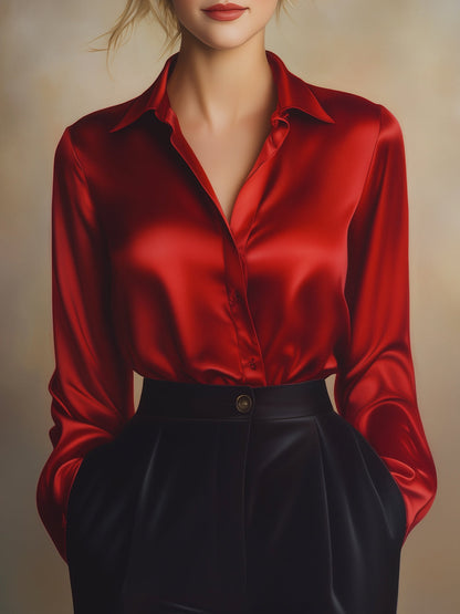 Marina – Blusa Satinada de Manga Larga para Mujer