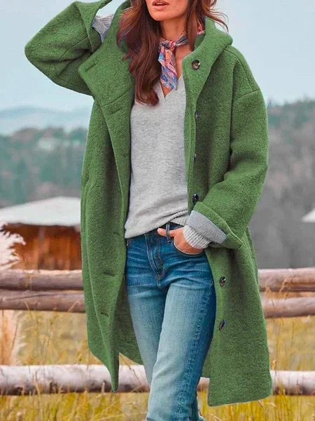 Marta – Abrigo Largo de Lana con Estilo Casual para Mujer