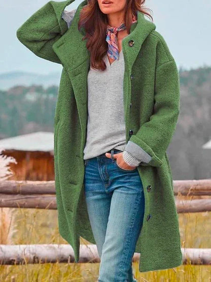 Marta – Abrigo Largo de Lana con Estilo Casual para Mujer