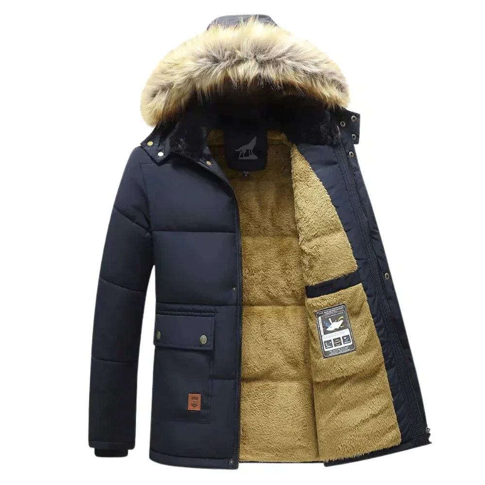 Alejandro – Parka acolchada con capucha de pelo sintético para hombre