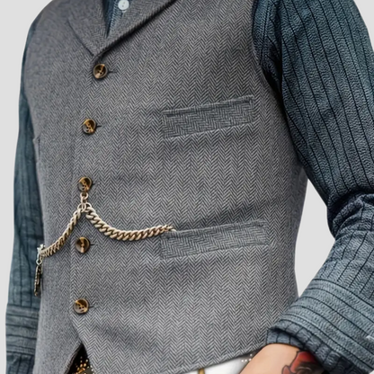Javier – Chaleco sastrero tweed con solapas Hombre