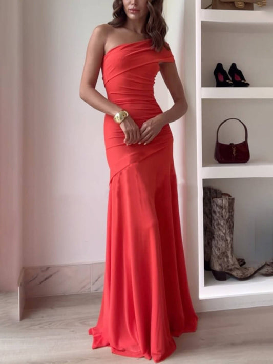 Serena – Elegantes One-Shoulder-Maxikleid mit Drapierung