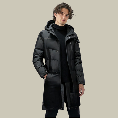 Martín - abrigo largo acolchado para hombre con capucha invierno