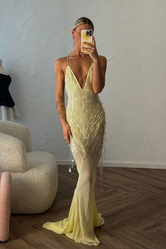 Camila - Vestido largo de lentejuelas con tirantes finos mujer