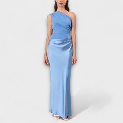 Adriana - Vestido largo satinado asimétrico
