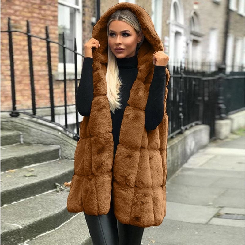 Emma – Chaleco Acolchado de Invierno con Capucha Teddy
