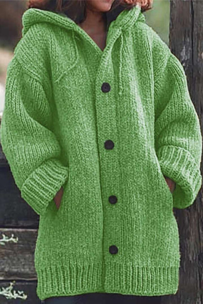Marina – Chaqueta cachemira de punto grueso con capucha y botones para mujer