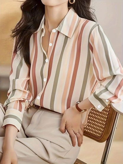 Lía – Camisa fluida de rayas verticales