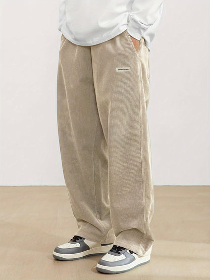 Ernesto - Pantalones de hombre anchos en pana estilo casual