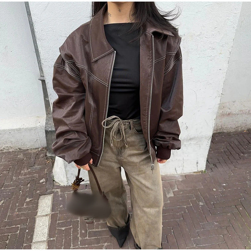 Claudia - Chaqueta oversize estilo vintage con cremallera