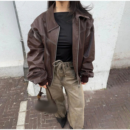 Claudia - Chaqueta oversize estilo vintage con cremallera