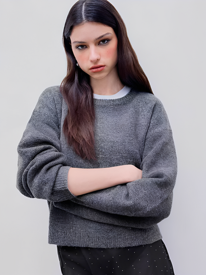 Amelia - Suéter de punto con cuello redondo y manga larga mujer