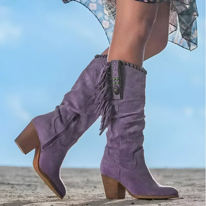 Luna – Botas Vaqueras Cowboy con Flecos y Detalles Étnicos