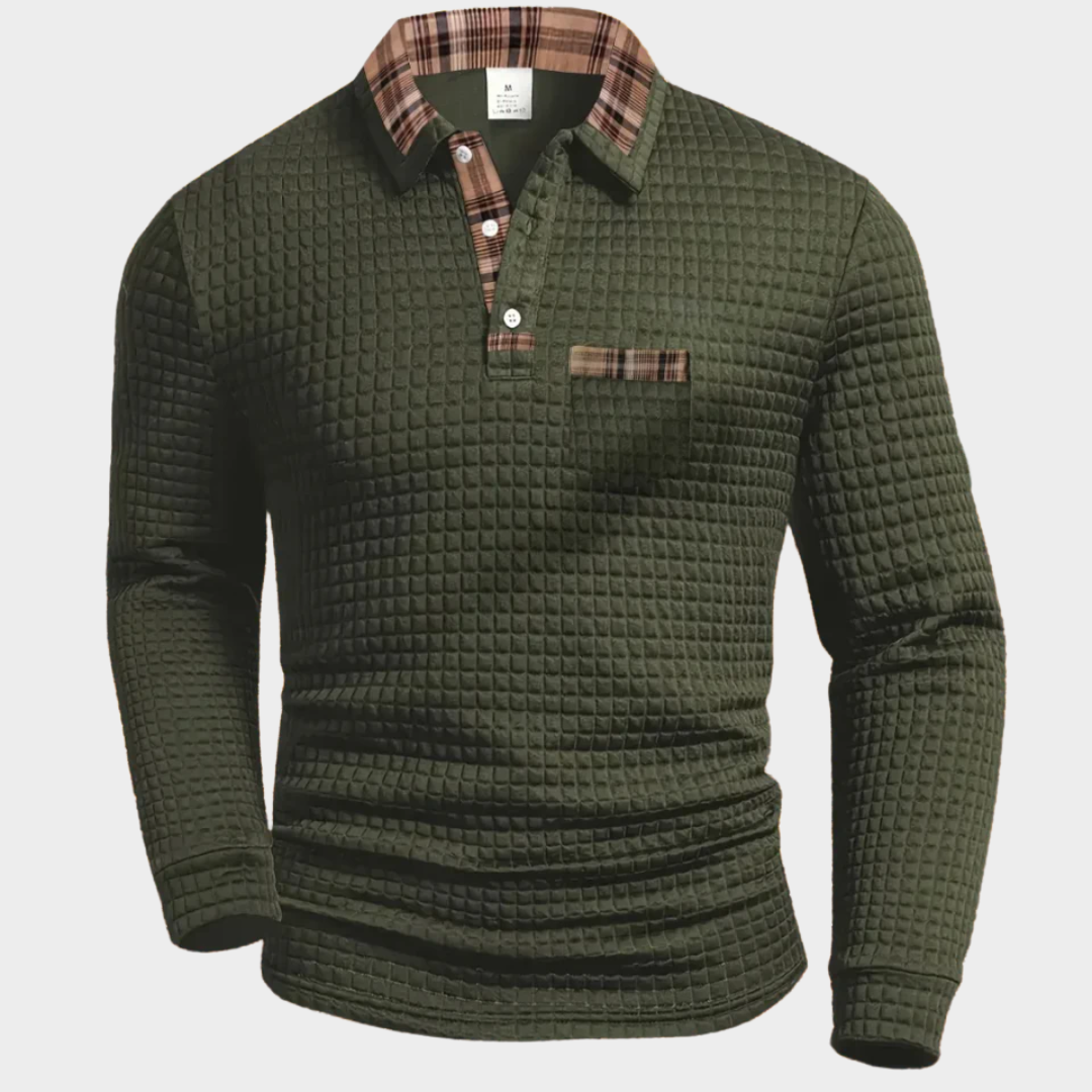 Krzysztof – Polo térmico de manga larga con cuello a cuadros para hombre