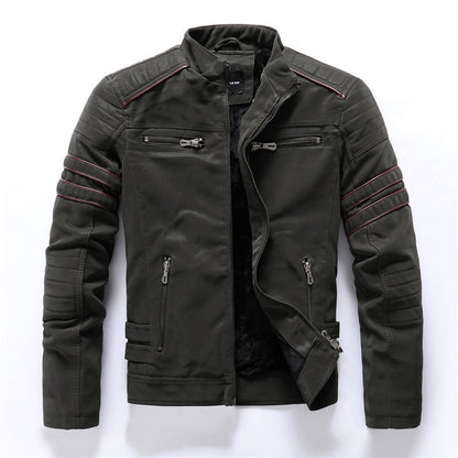 Adrián - Chaqueta de hombre estilo motociclista con cremalleras