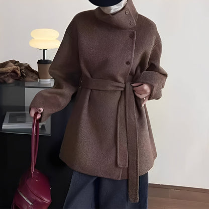 Isabella - Chaqueta de lana con cinturón y botones mujer