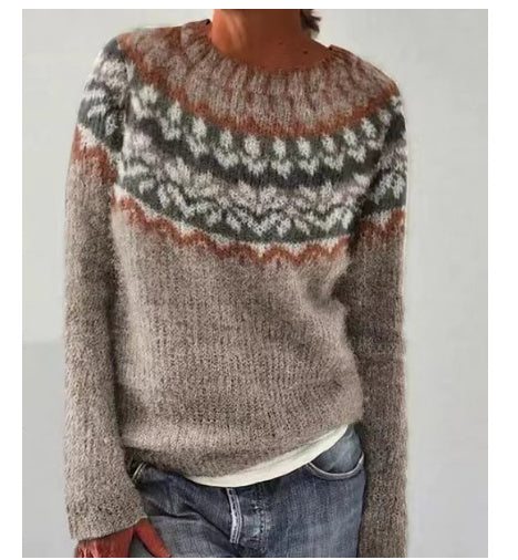 Isabella – Suéter Multicolor de Cuello Redondo en Cachemira