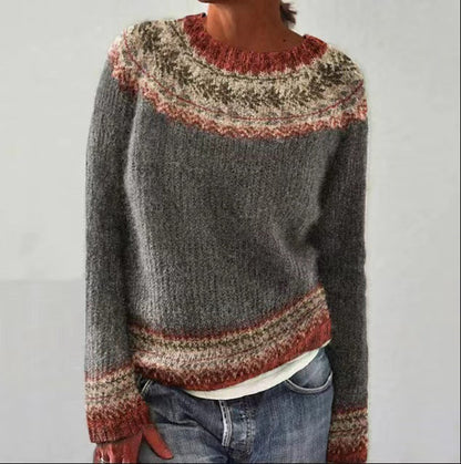 Isabella – Suéter Multicolor de Cuello Redondo en Cachemira