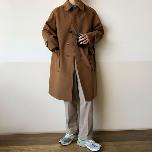 Ricardo - Abrigo de hombre oversize con solapa y botones frontales