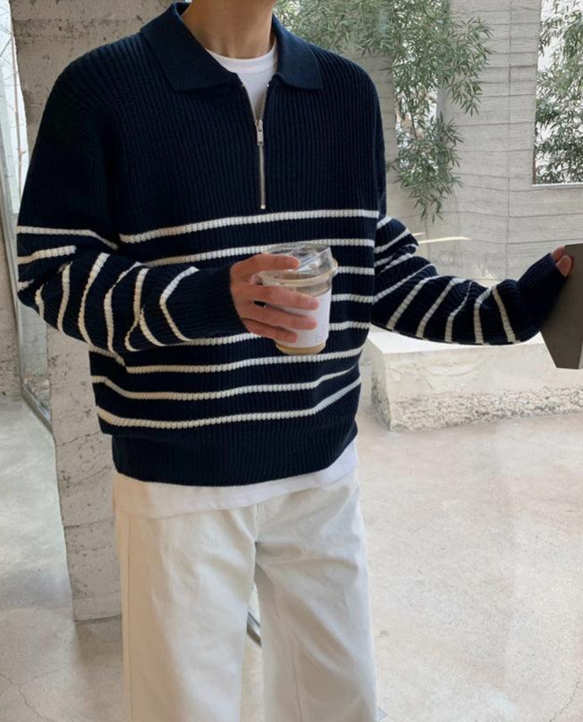 Nicolás – Jersey de rayas con cremallera para hombre