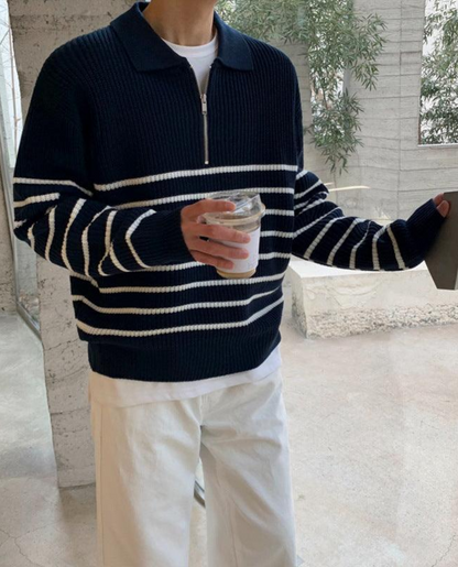 Nicolás – Jersey de rayas con cremallera para hombre