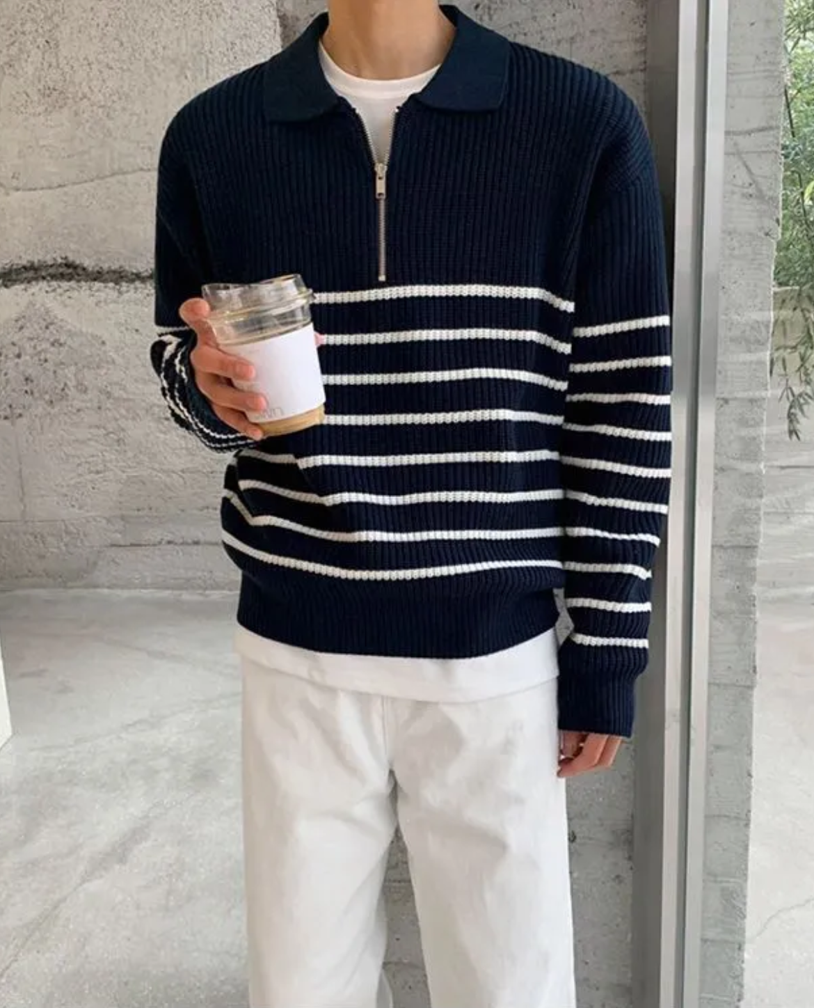 Nicolás – Jersey de rayas con cremallera para hombre