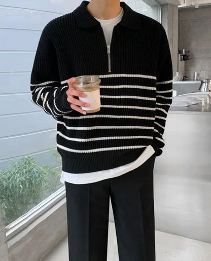 Nicolás – Jersey de rayas con cremallera para hombre
