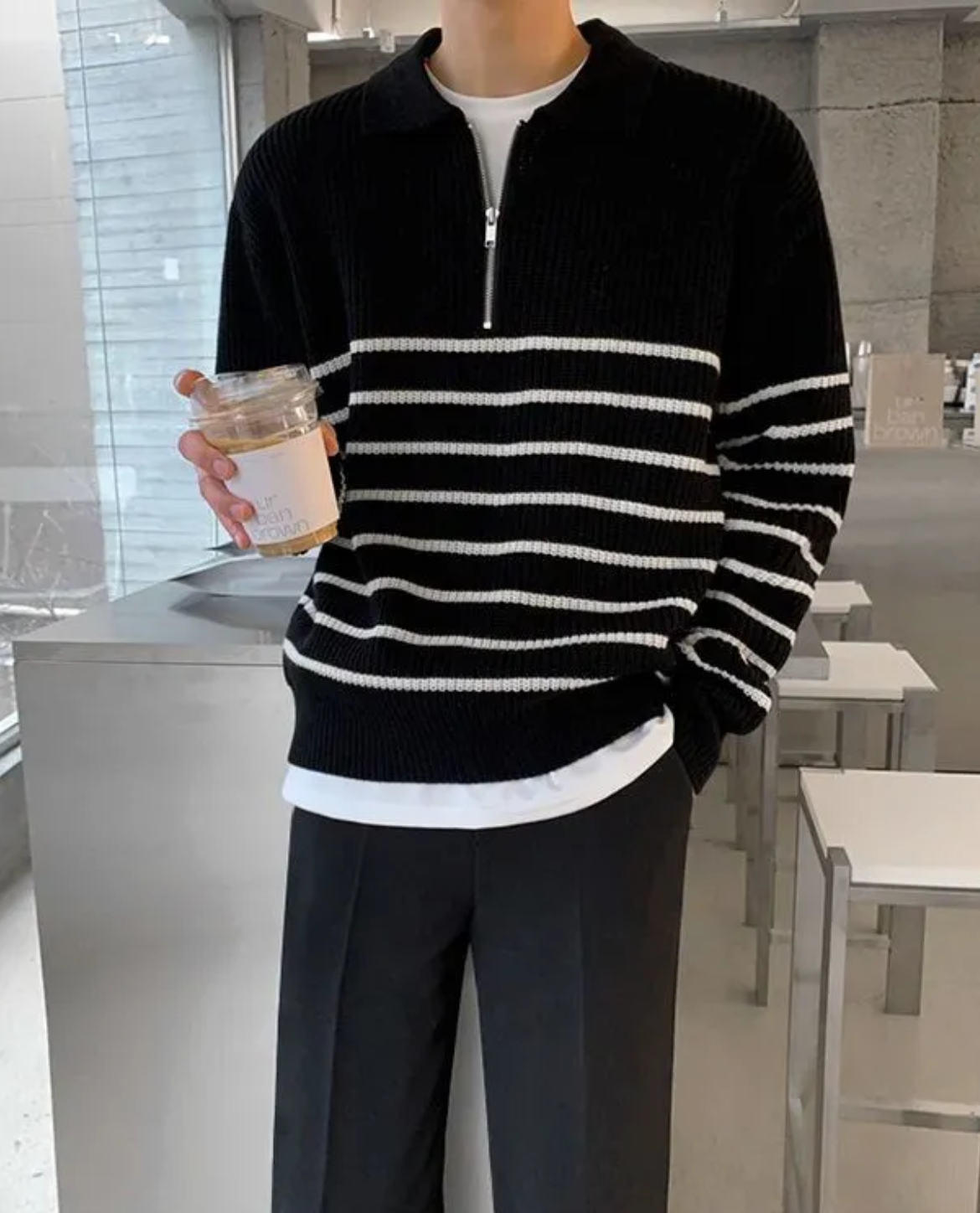 Nicolás – Jersey de rayas con cremallera para hombre