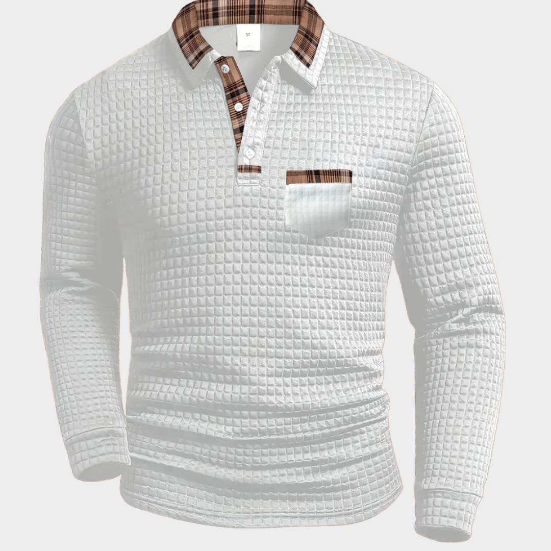 Krzysztof – Polo térmico de manga larga con cuello a cuadros para hombre