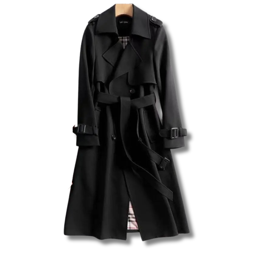 Sofía - Gabardina de lana mujer con cinturón y doble botonadura