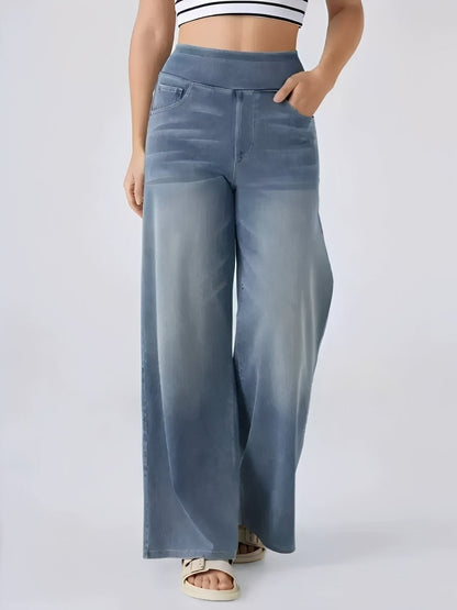 Camila - Pantalón vaquero de mujer pierna ancha cintura alta