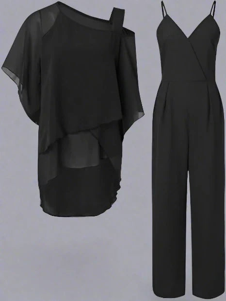 Mariana - Conjunto de mujer dos piezas con blusa fluida y pantalón